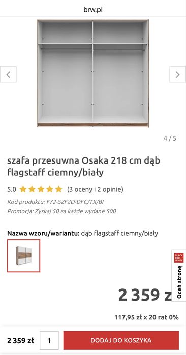 Szafa przesuwna, nowa