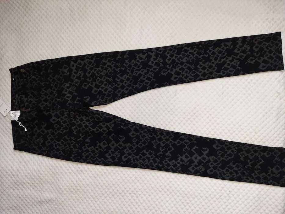 Штани, брюки, стрейч, жіночі, нові, з мерехтливим принтом, р. 36(S)