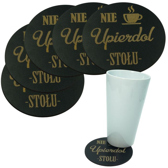 5x Podkładka pod kubek drewniana zestaw podkładki na stół Czarne