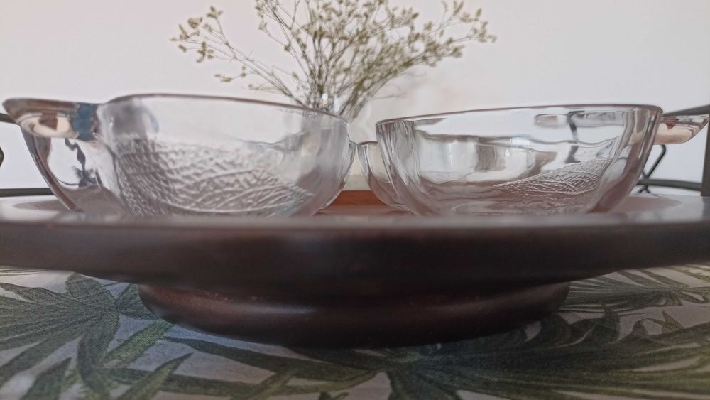 Bandeja giratória+taças sobremesa