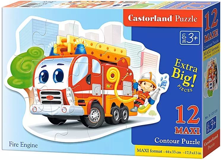 Puzzle maxi 12 elementów. Wóz strażacki. Castorland
