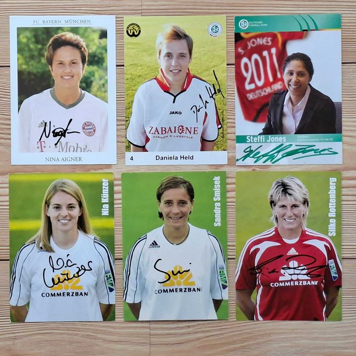 Piłka nożna kobiet 6x karty z autografem zestaw