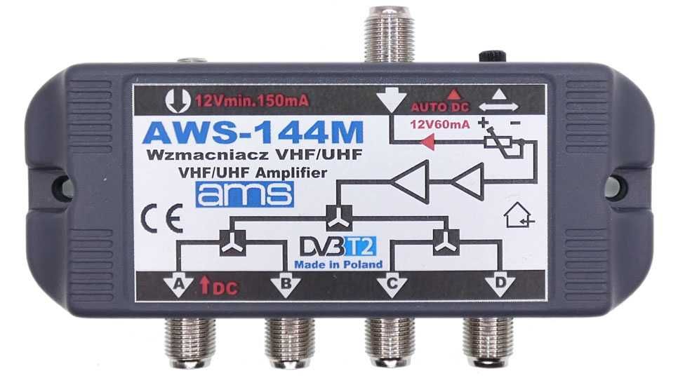Wzmacniacz rozdzielacz antenowy DVB-T AWS-144 AMS