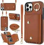 Lipvina etui skórzane iPhone 15 Pro Max portfel pasek holder brązowe