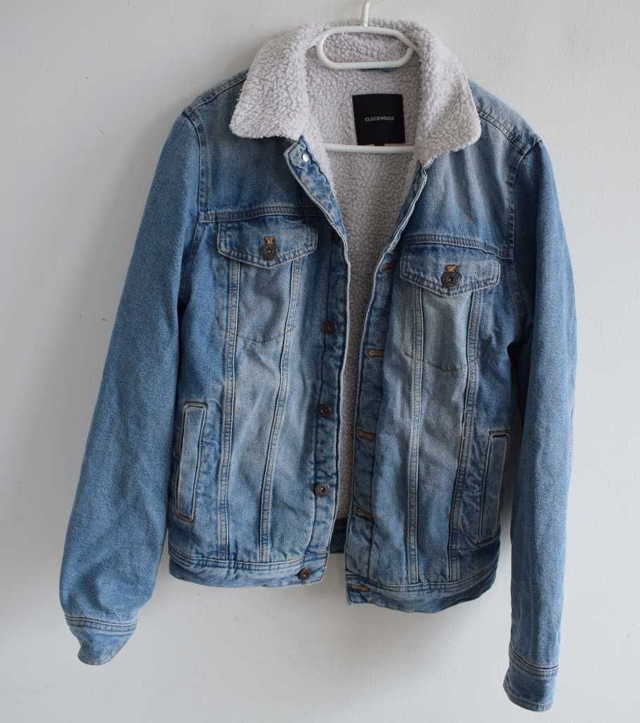 C&A Kurtka katana jeansowa ocieplana sherpa xs s