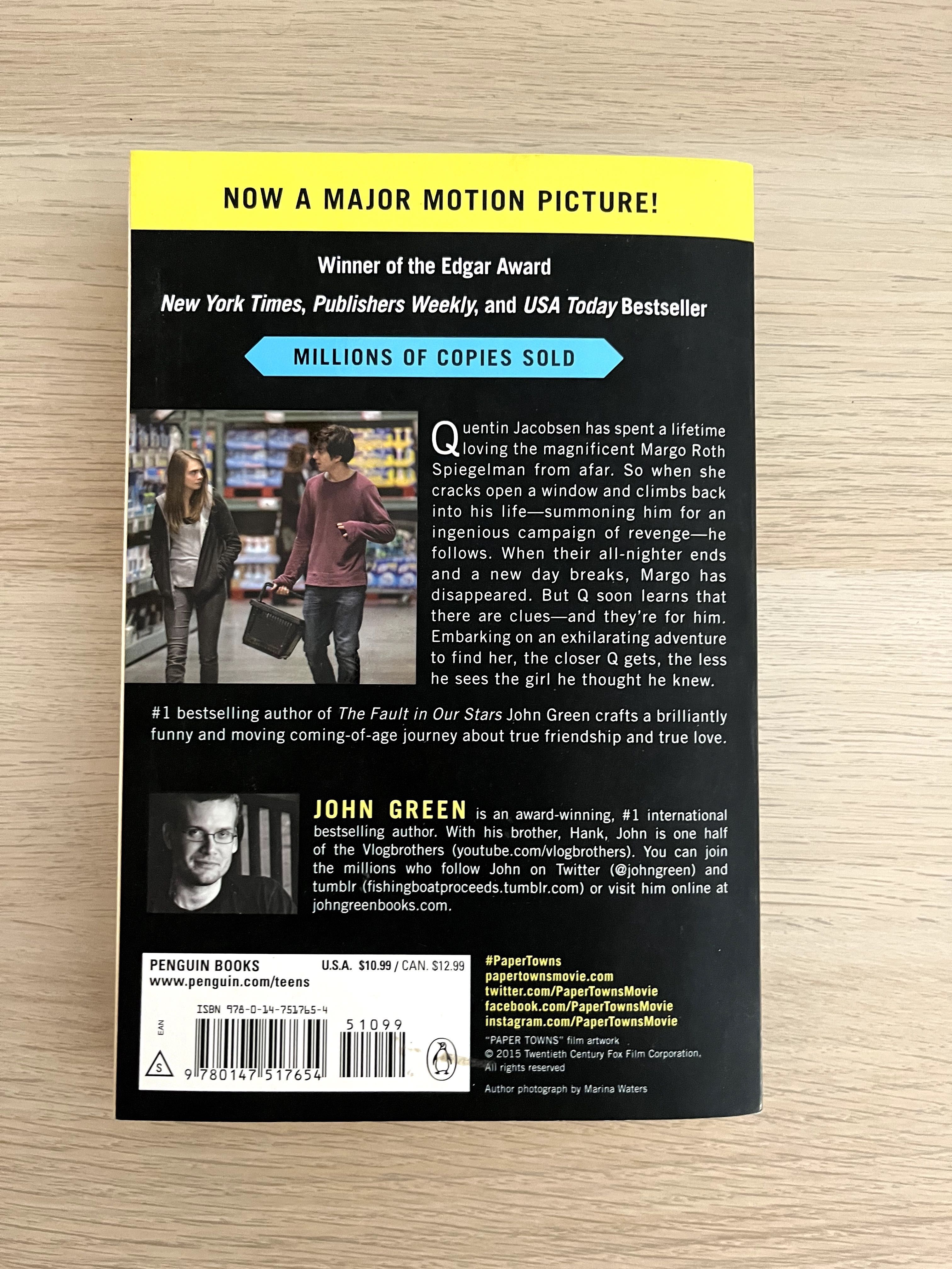 Livro Paper Towns de John Green (Inglês)