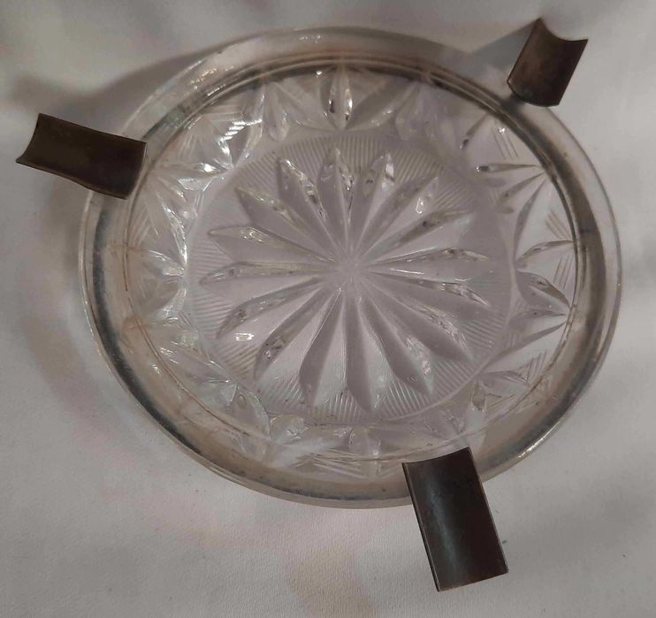 Popielniczka Kryształ Metal Klasyk Vintage PRL