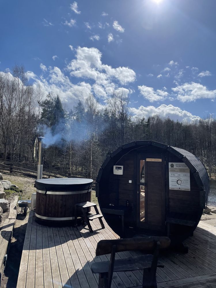 Całoroczne domki z kominkiem jacuzzi sauna balia