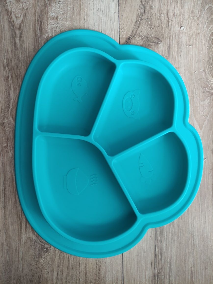 silikonowy talerz dla dzieci dzielony, można myć w zmywarce