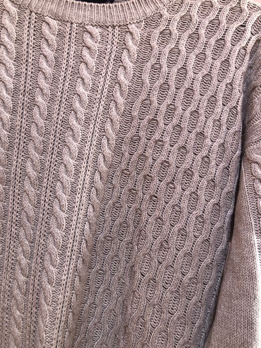 Sweter oversize szary beżowy piaskowy w warkocze M/L ISLE essentials