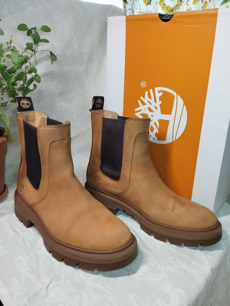 Черевики жіночі Челсі Timberland 24,5 cm демі коричневі, руді, койот