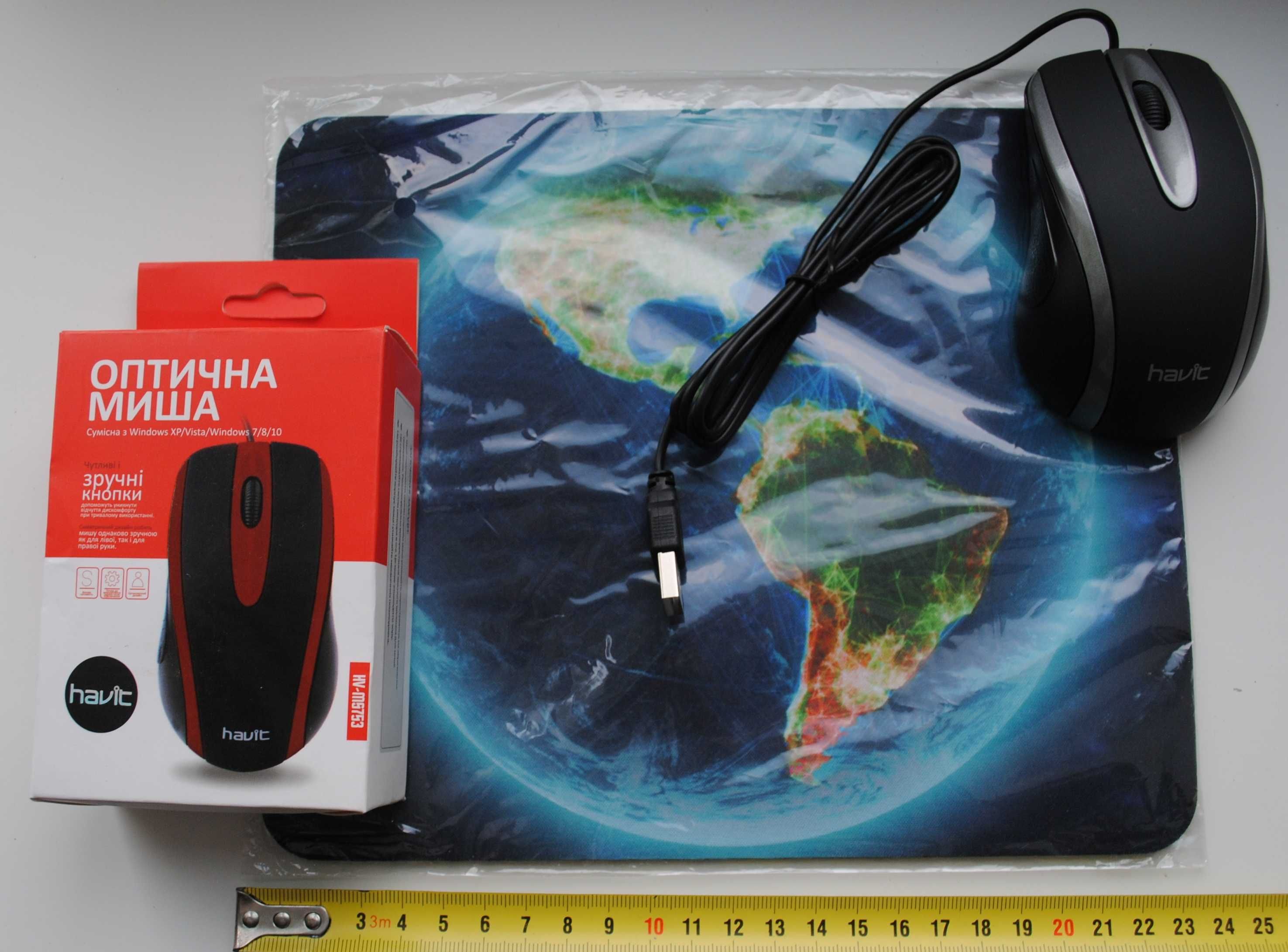 Килимок і дротова оптична комп. миша HAVIT HV-MS753 USB Black