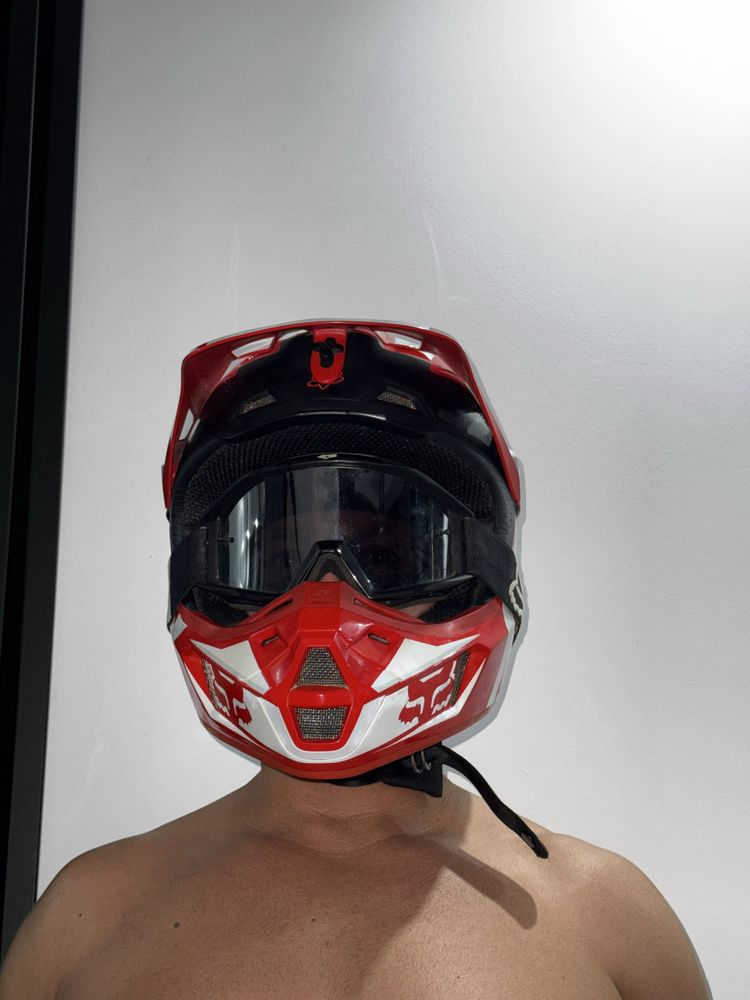 Kask zestaw gogle enduro fox v2