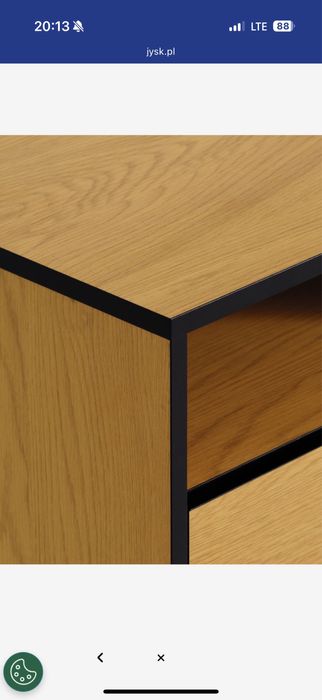 NOWY Stolik nocny ODENSE 2 szuflady kolor dębu/czarny