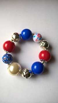 Pulseira Azul, vermelho e flores NOVA (portes incluídos)