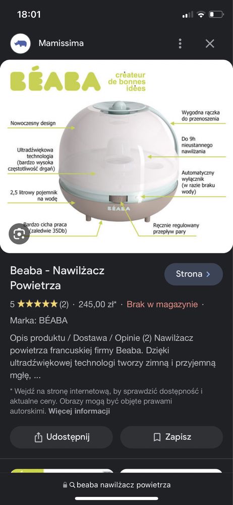 Beaba nawilżacz powietrza