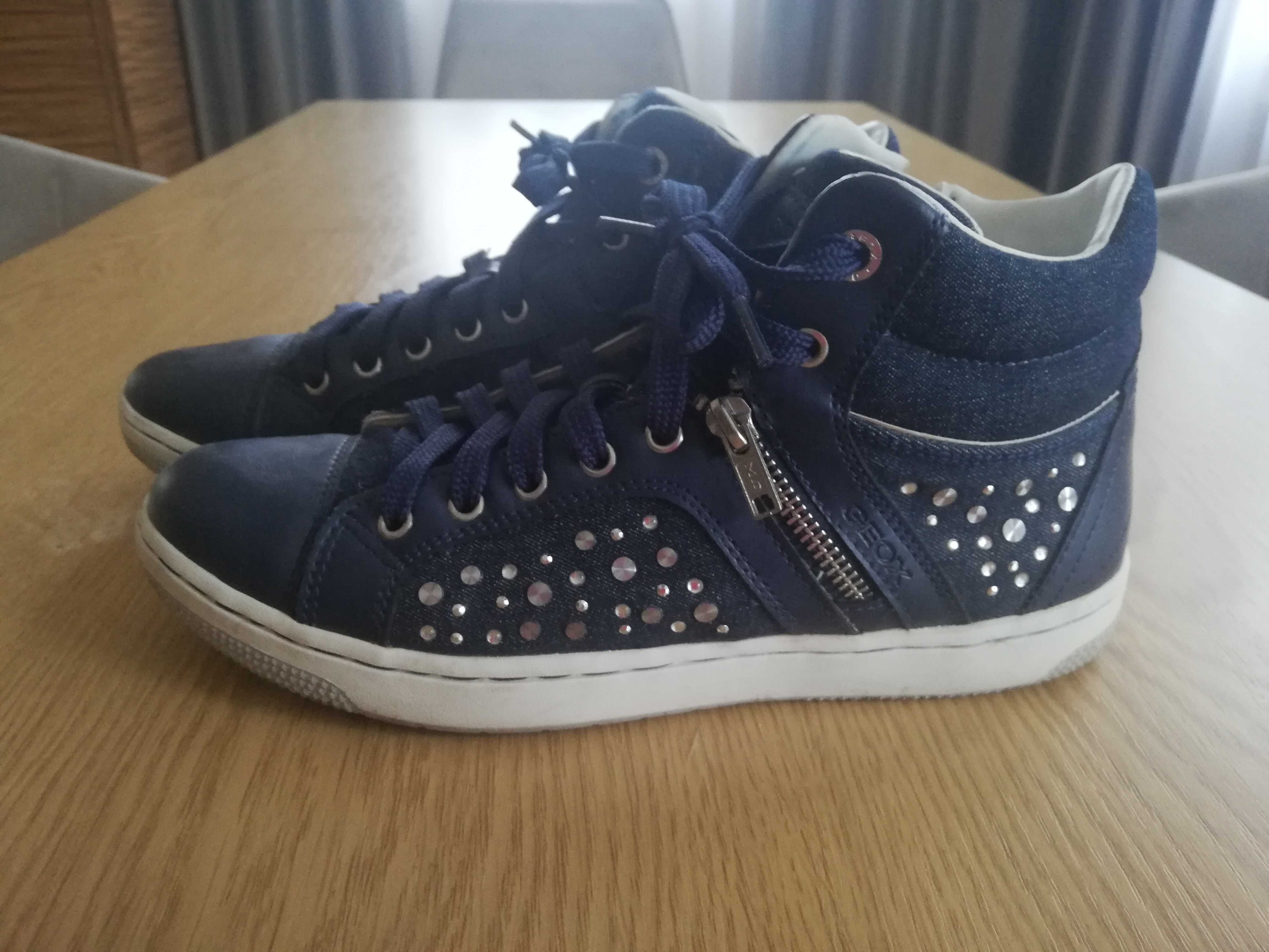 Trampki Geox granat i jeans r. 39, założone 1 raz