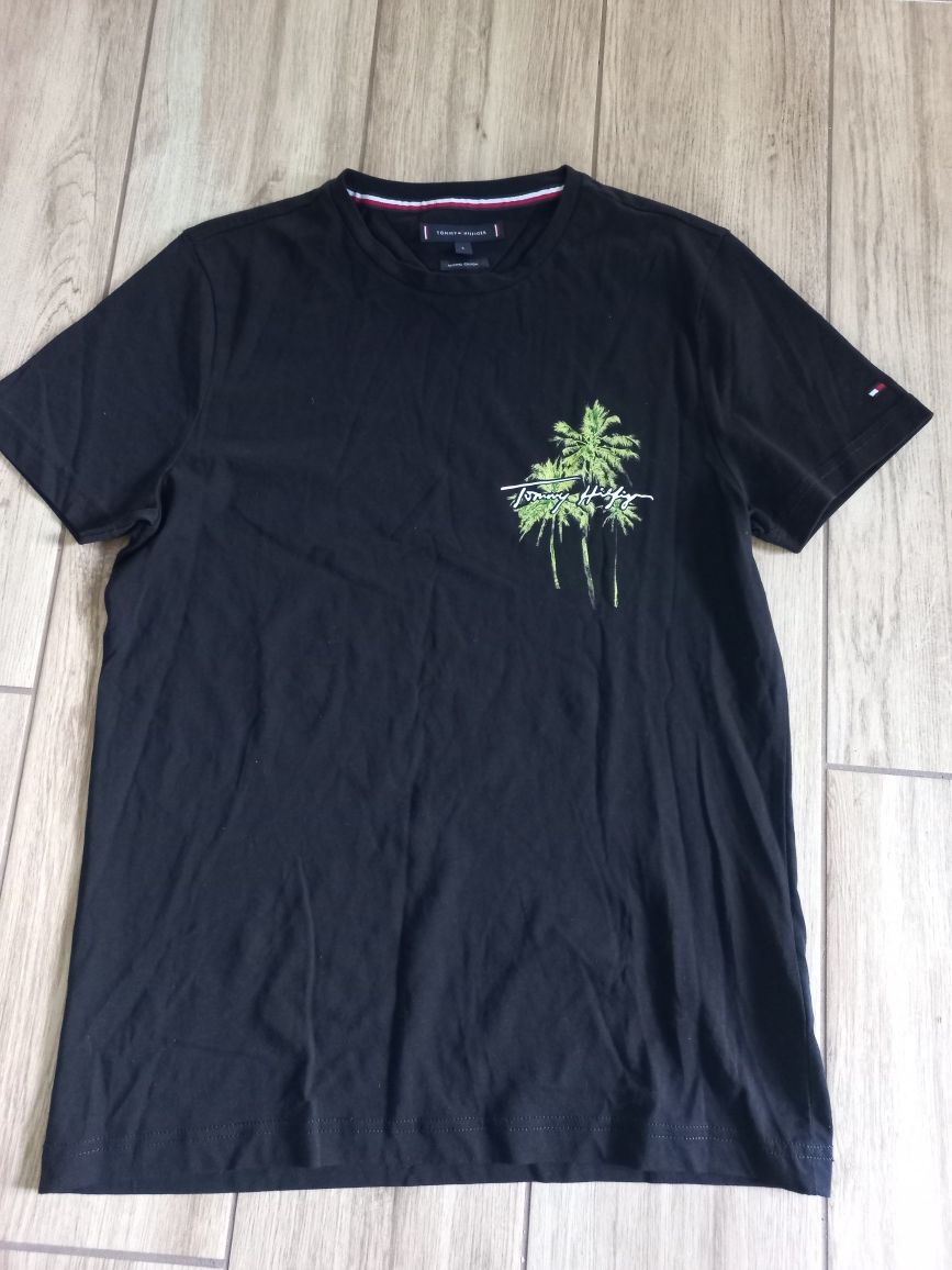 czarna firmowa koszulka -t-shirt -TOMMY HILFIGER-rozmiar-S