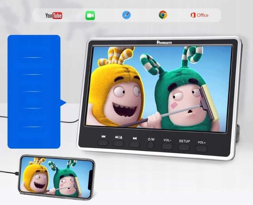 NAVISKAUTO BR1202B Samochodowy odtwarzacz DVD 10,1" słuchawki HDMI