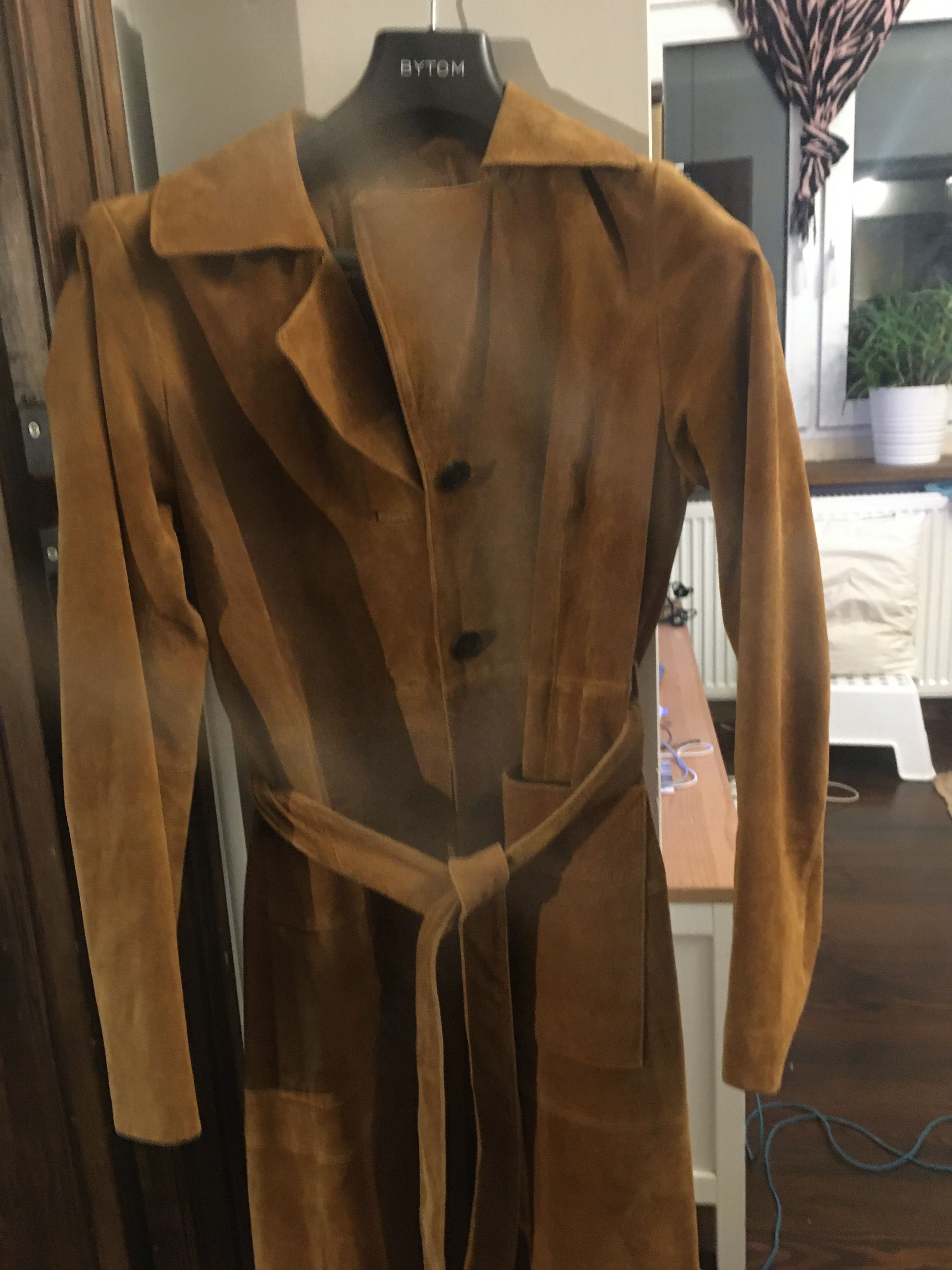 Płaszcz skórzany Stradivarius nowy camel brązowy L 40