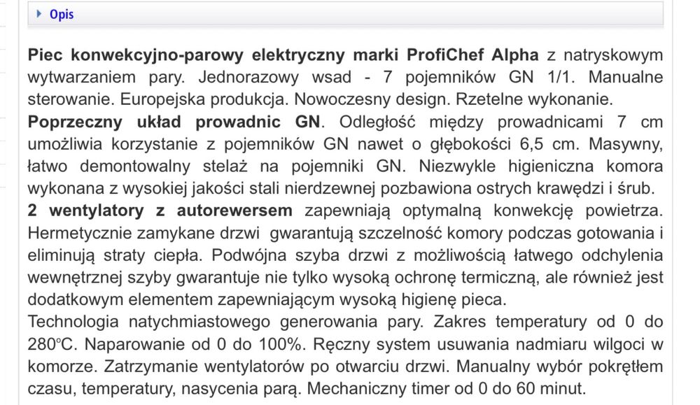 Piec konwekcyjno-parowy elektryczny ProfiChef Alpha 7 GN 1/1