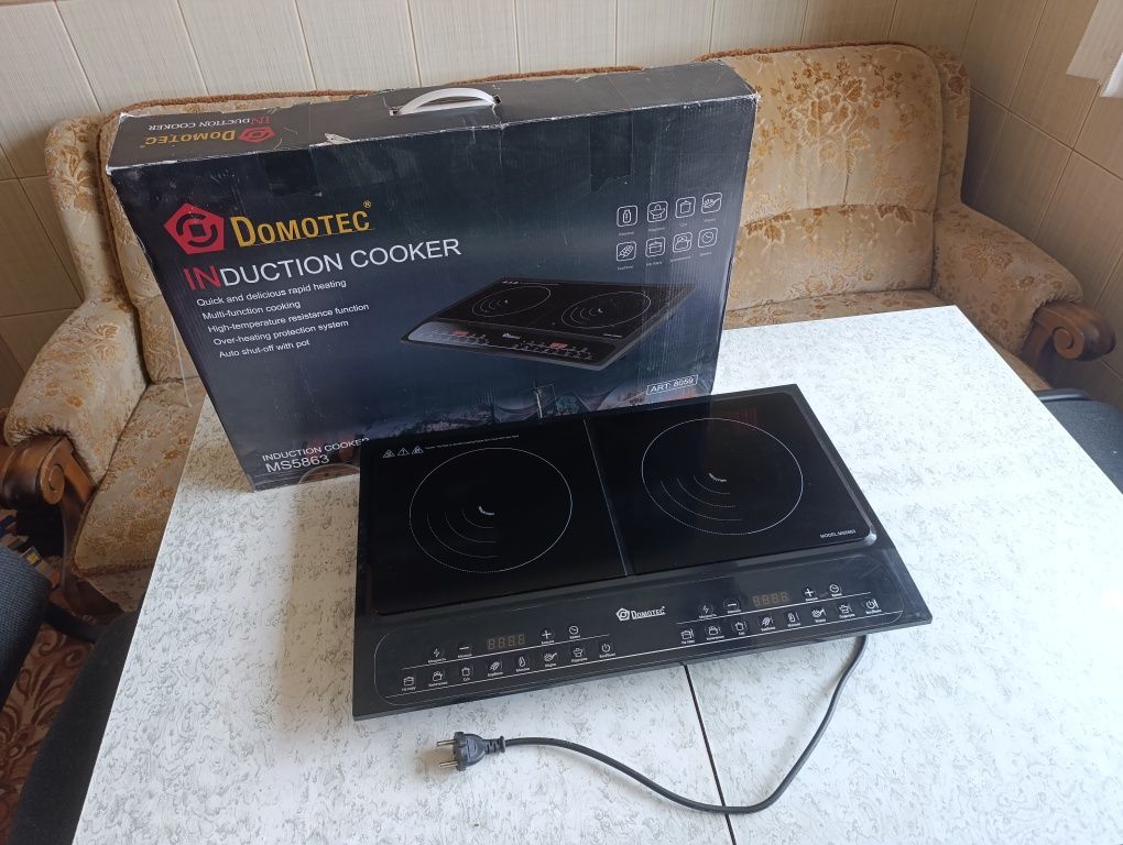 Індукційна плита на 2 конфорки Domotec MS-5863 3500 Вт кухонна пічка