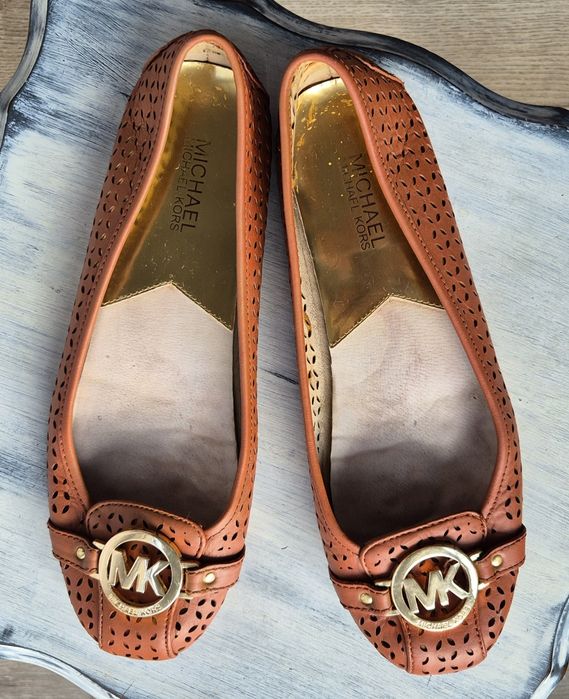 Oryginalne bity baleriny ze skóry Michael Kors r. 9,5 (40) brązowe log