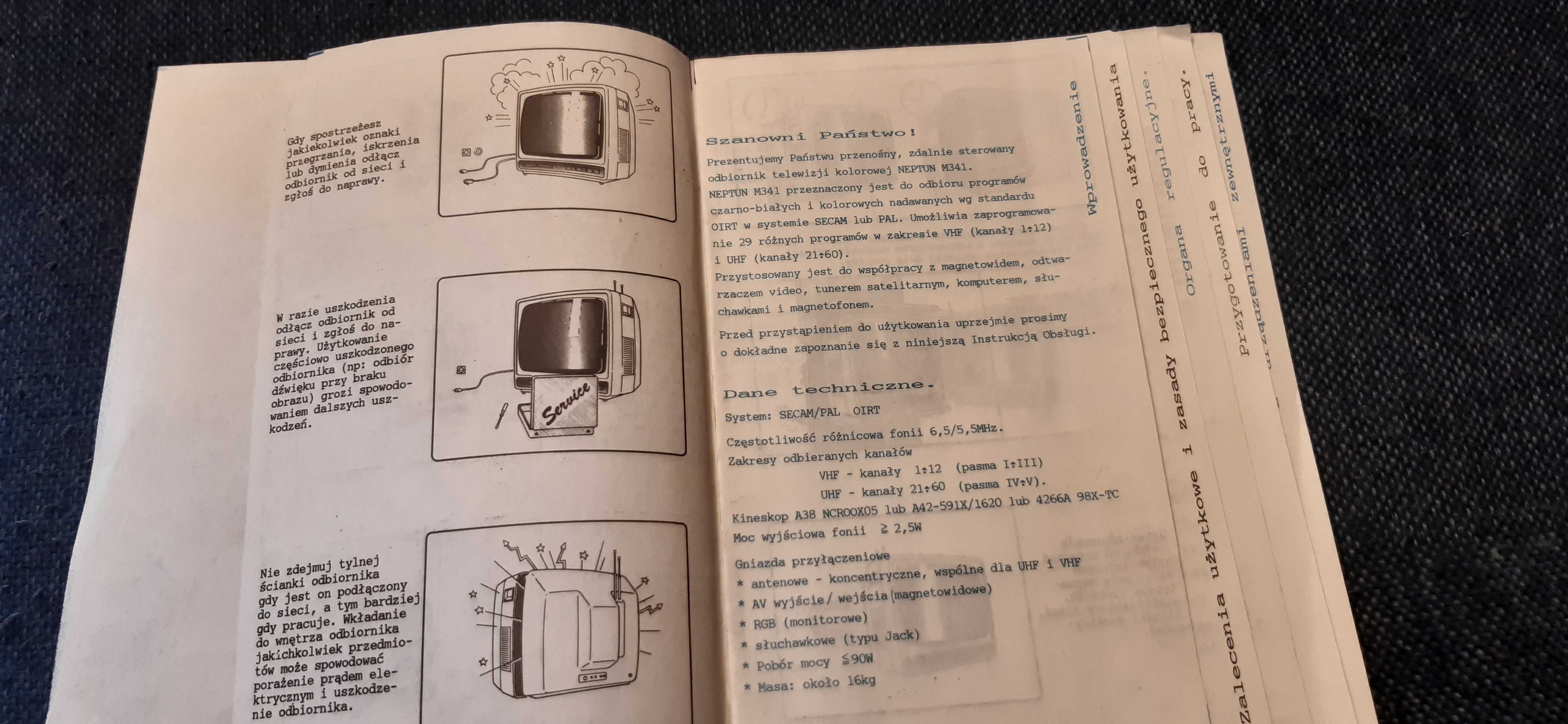 stara instrukcja prl telewizor neptun M341 plus schemat