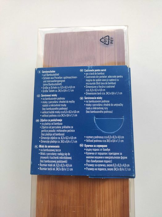 Zestaw 5 miseczek z bambusową tacką - na dip, przekąski - NOWE