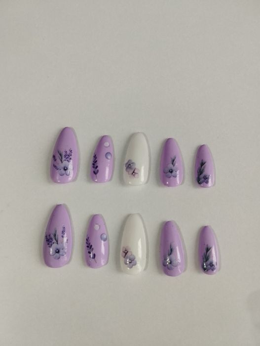 Paznokcie hybrydowe tipsy press on nails alternative coquette lilac