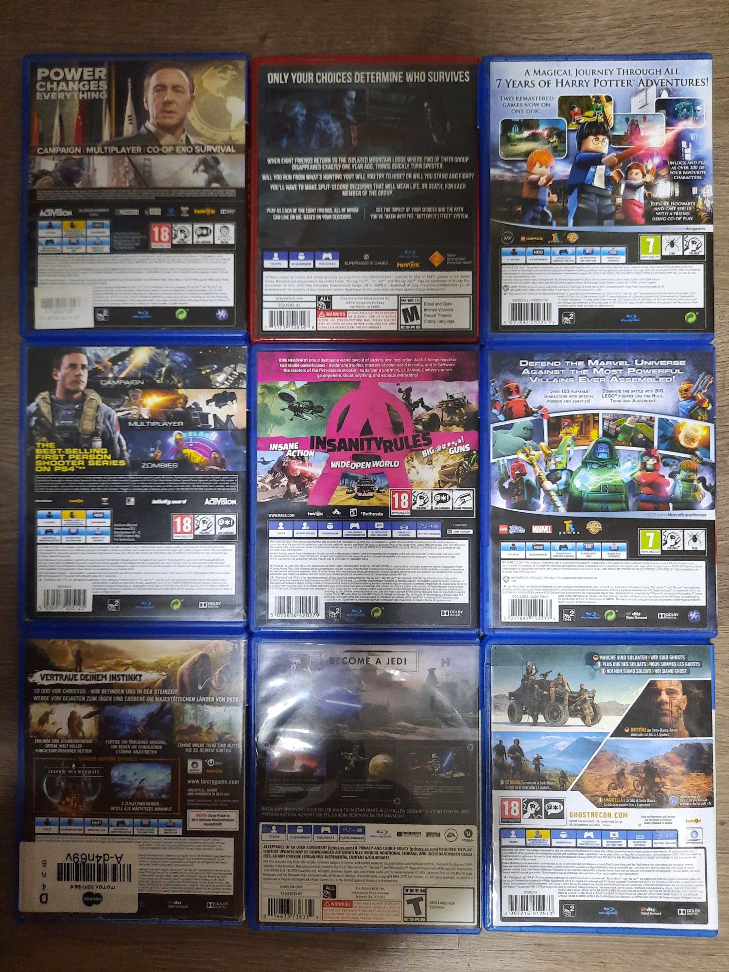 Лот ігор для Sony PS4/5: CoD AW, IW, WW2, Until Dawn, Star Wars, LEGO.