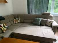 Narożnik z funkcją spania sofa szara 260x200