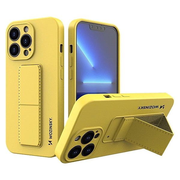 Wozinsky Kickstand Case silikonowe etui z podstawką iPhone 13 mini żół