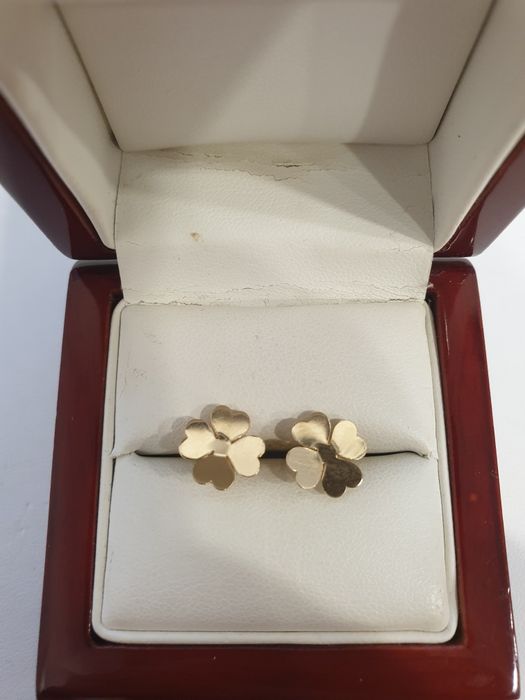 Złote kolczyki koniczyny  585