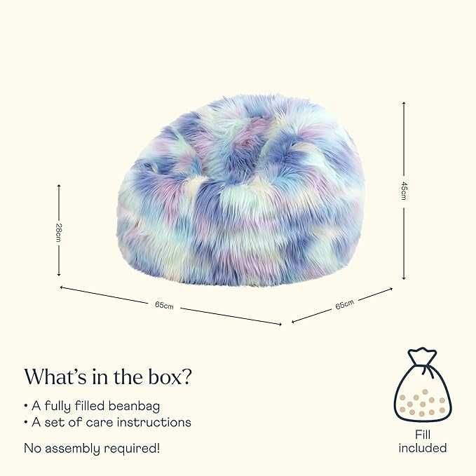 Icon Pufa Worek do Siedzenia z wypełnieniem fotel tęczowy 65x65cm