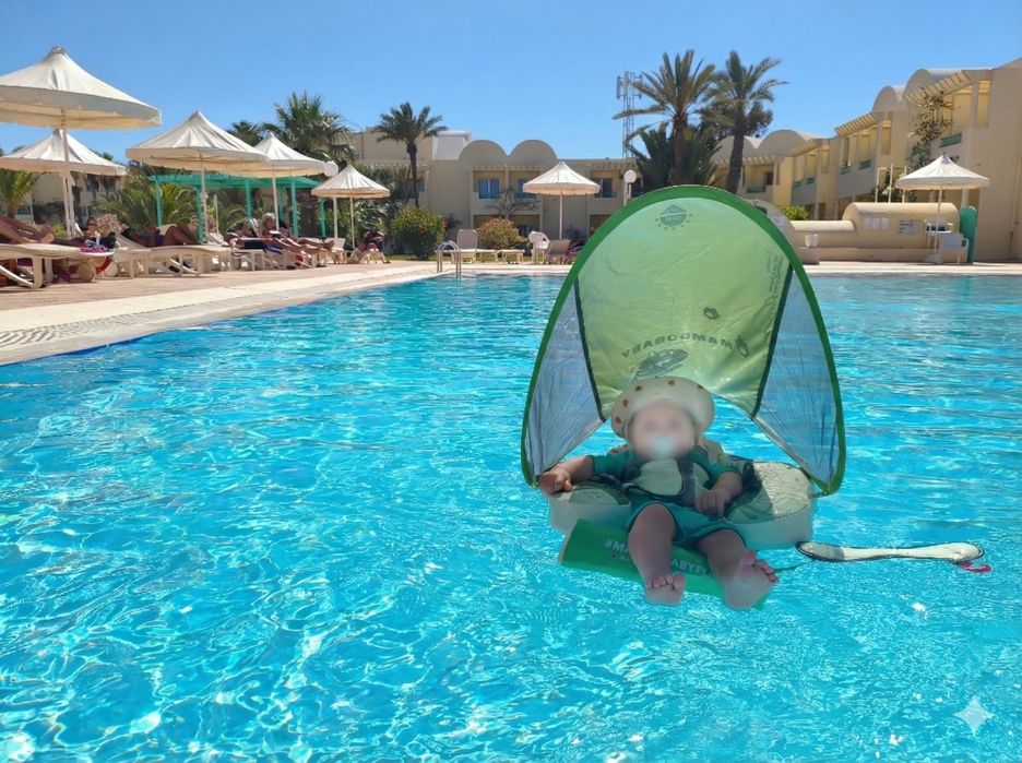 Bezpieczne koło do pływania Mambobaby z Daszkiem i Ogonem – Wzór Dinoz