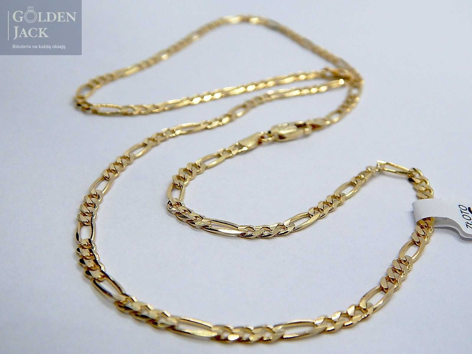 Złoty łańcuszek splot Figaro złoto pr. 585 długość 50 cm waga 8,13 g