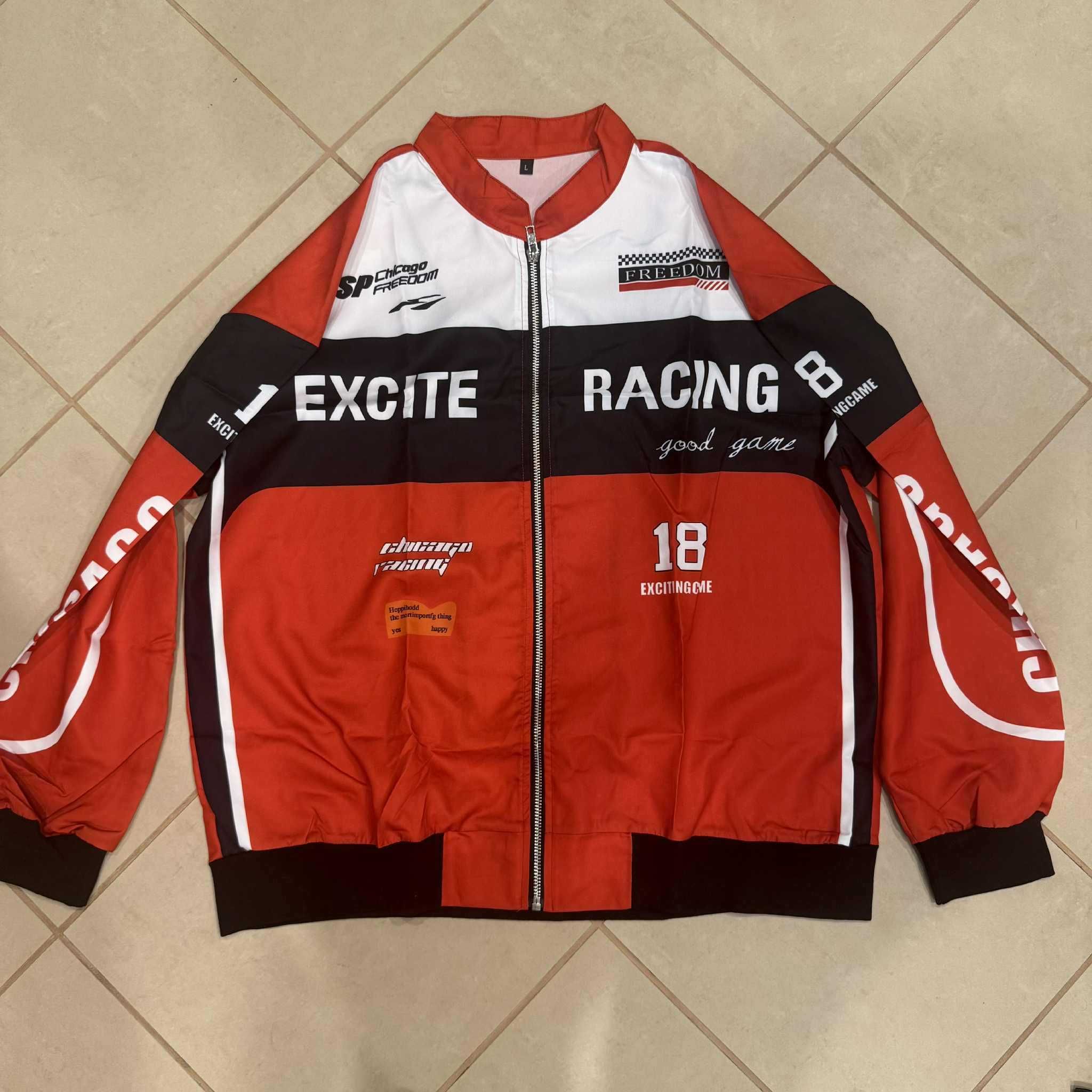 Czerwona kurtka streetwear SPEED RACING (L) – nowa