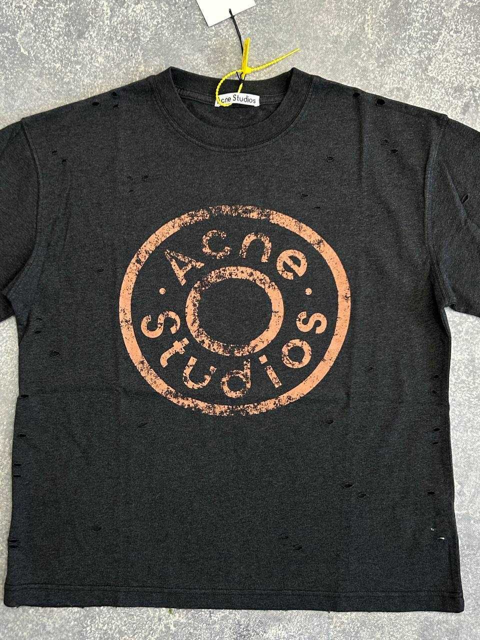 Футболка Acne Studios чорна archive черная opium distressed M S