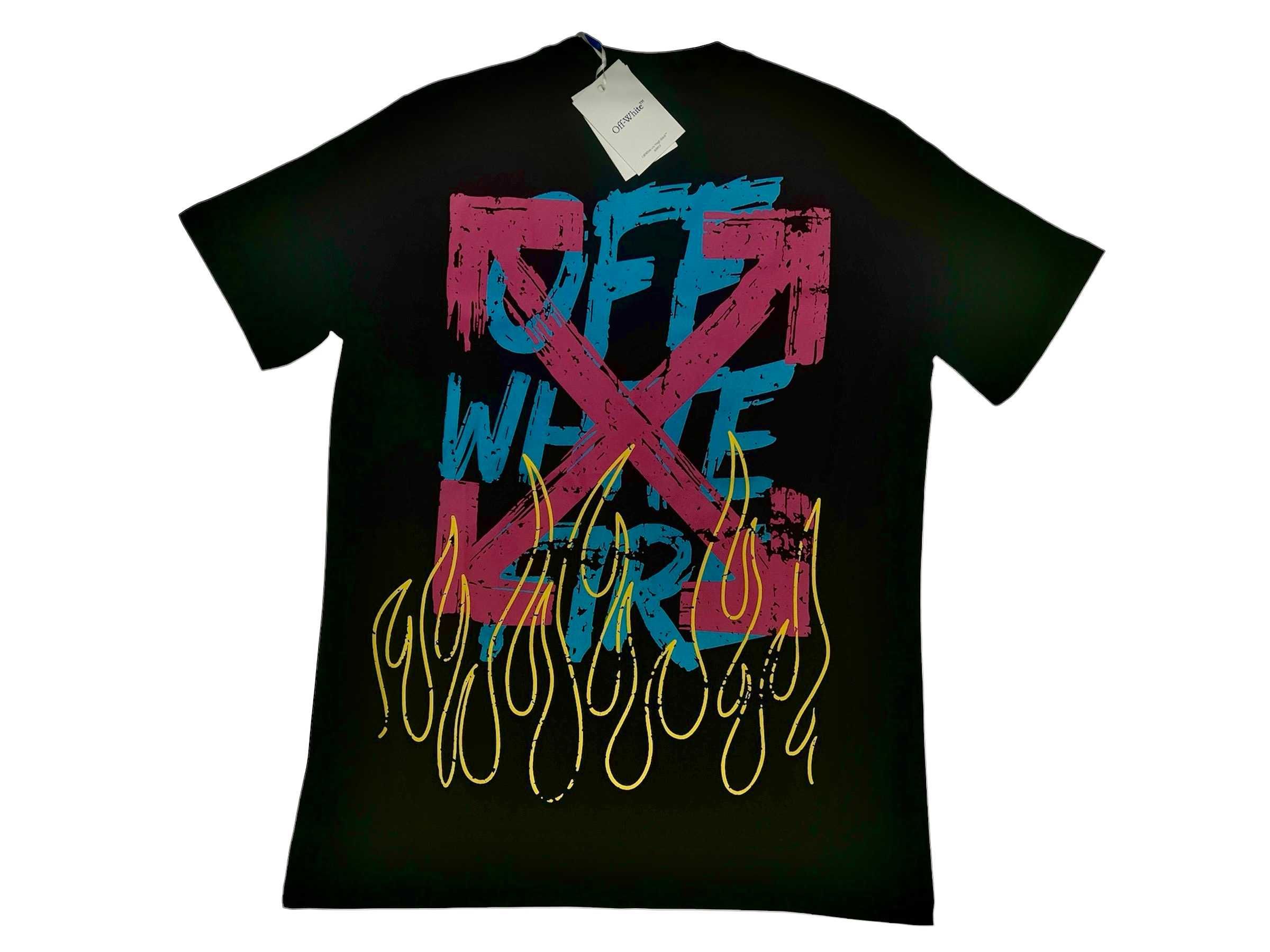 T-shirt koszulka męska Off White nadruk kolor CZARNA L