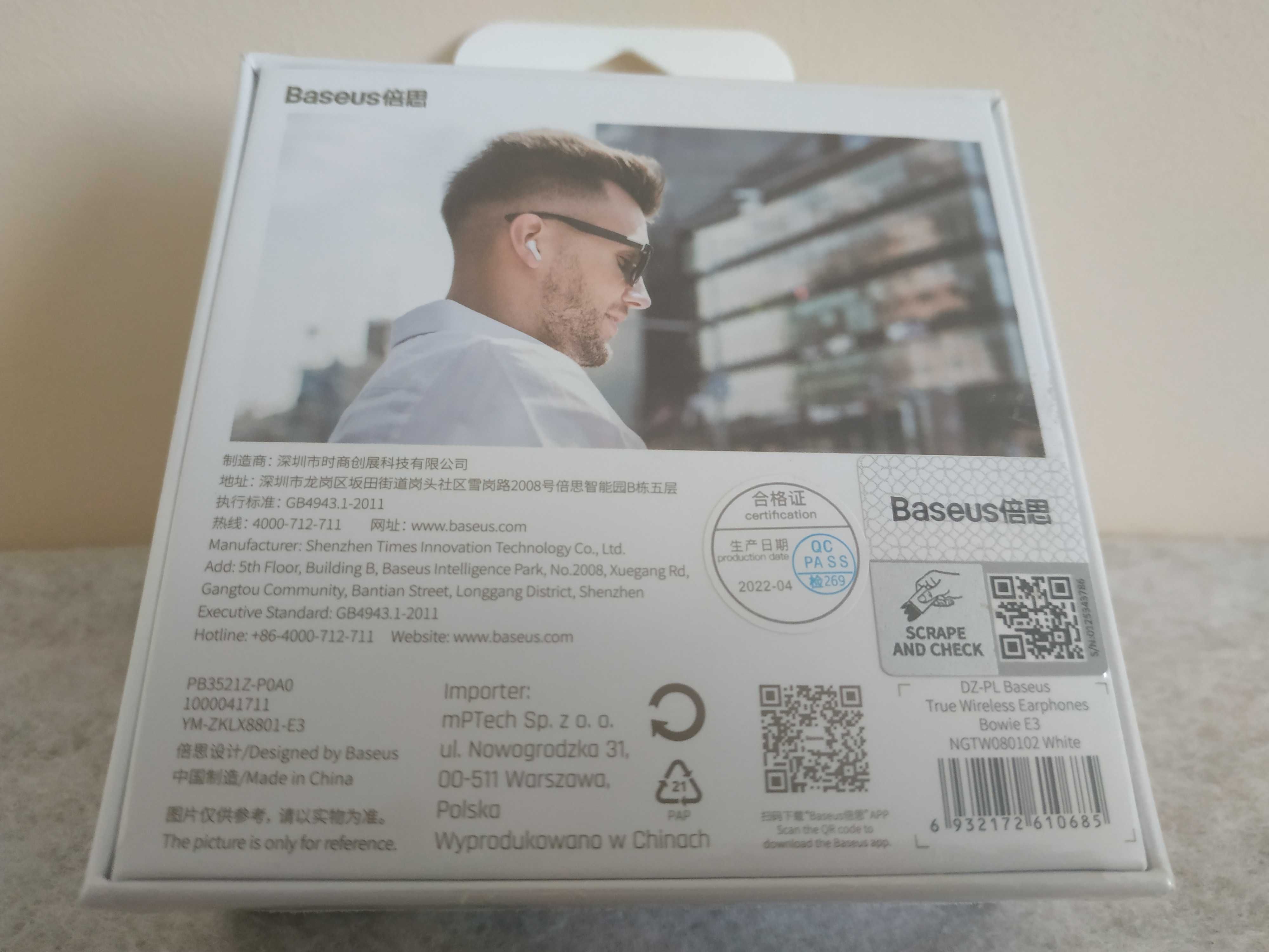 Baseus Bowie E3 słuchawki bezprzewodowe Bluetooth białe NOWE folia Wwa