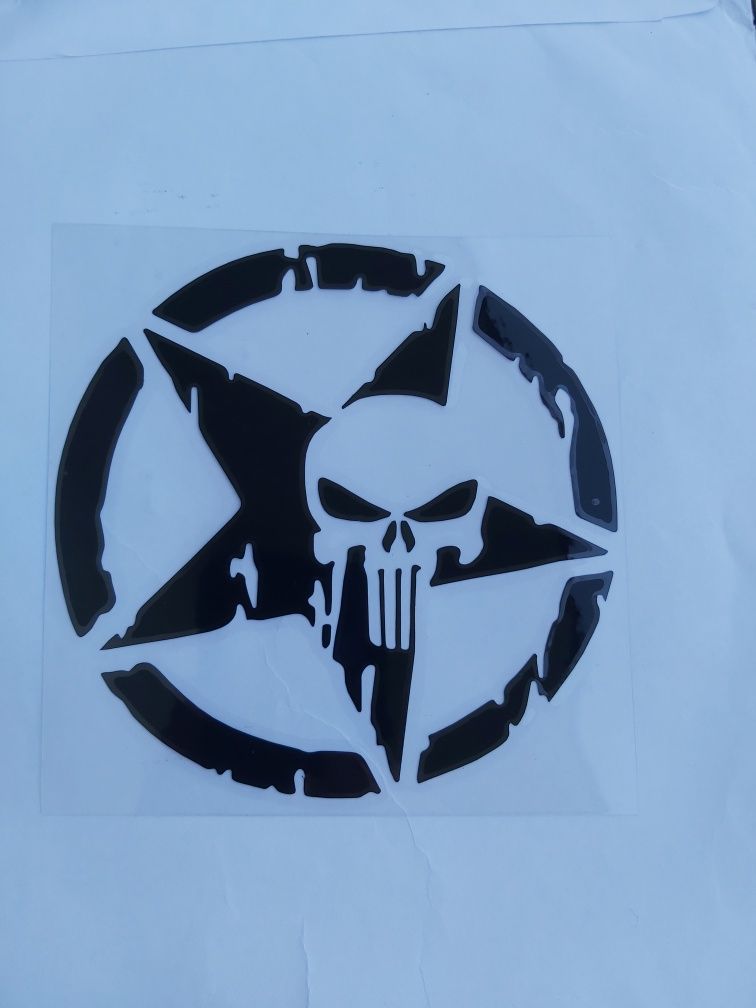 PUNISHER- GWIAZDA - 13cm - naklejka na auto ścianę laptop quad