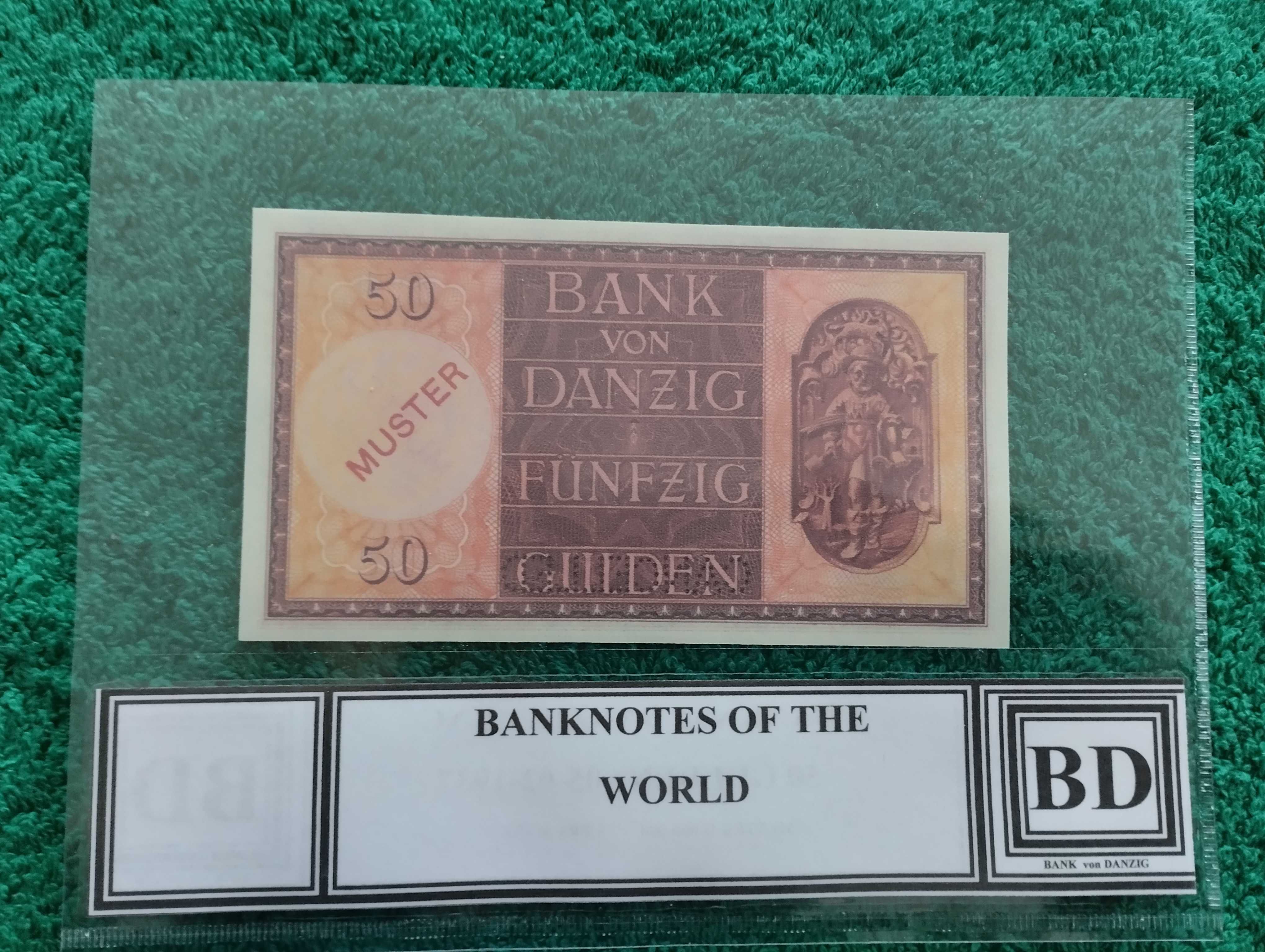 WOLNE MIASTO GDAŃSK 50 gulden 1937 UNC MUSTER seria H 000,000 DANZIG