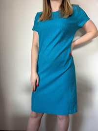 Niebieska midi sukienka z krótkim rękawem (okrągły dekolt) rozmiar M