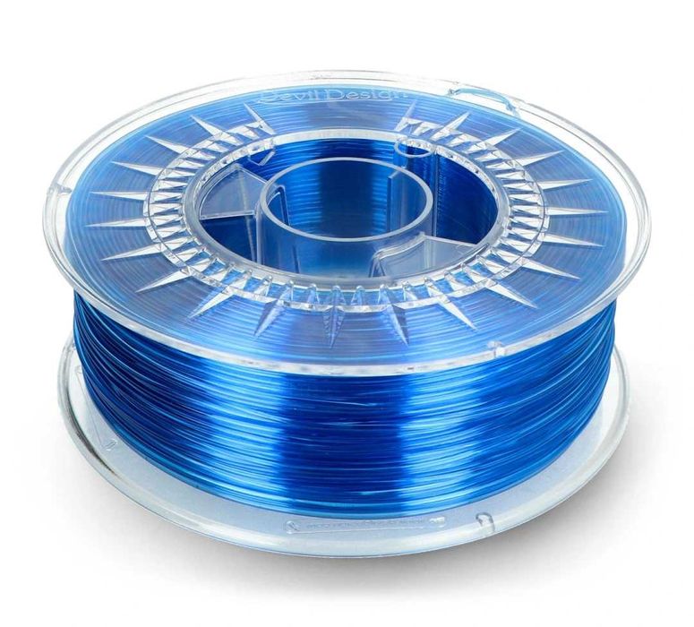 Філамент Devil Design PETG 1,75mm 1kg Super Blue Transparent