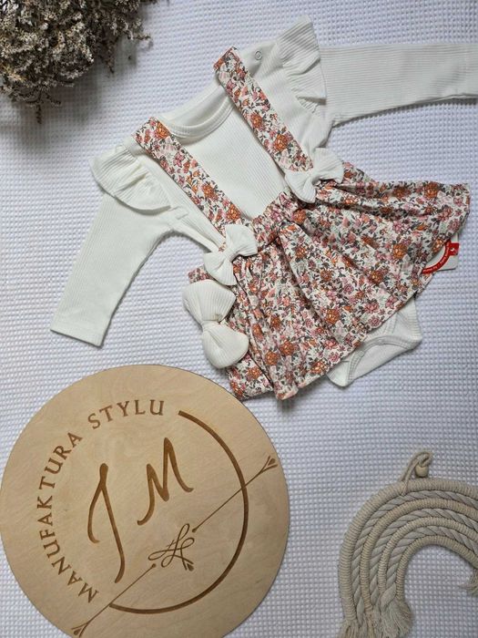 Komplet dla dziewczynki – body + sukienka + opaska, rozmiary 62–80