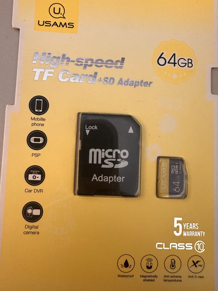 Karta pamięci 64GB USAMS 10C + adapter