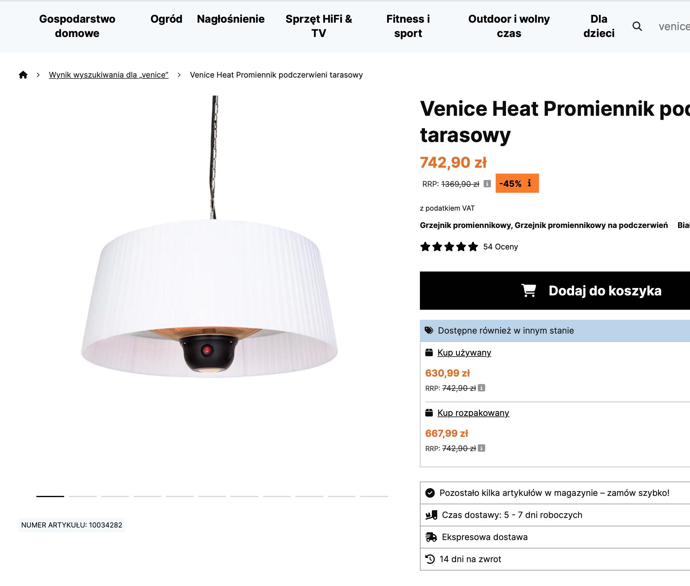 Lampa grzewcza promiennik  Blumfeld Venice Heat Stand - 35% ceny