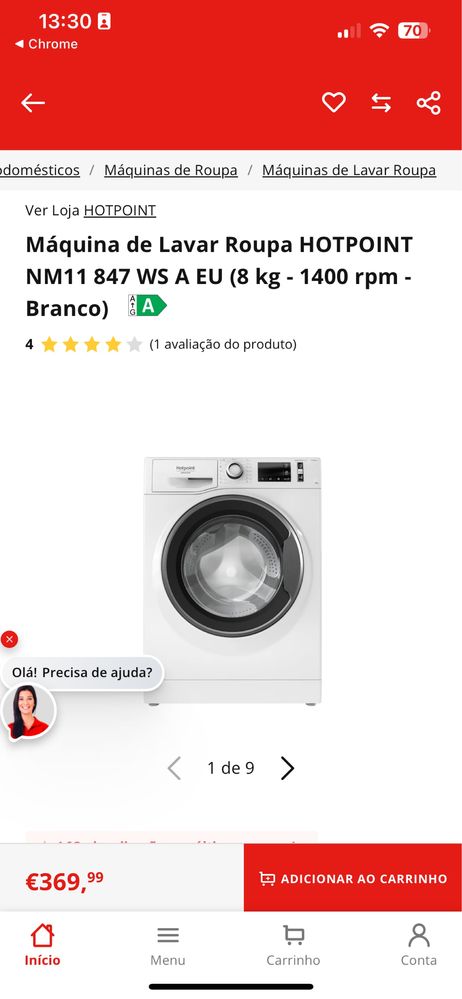 RESERVADO Maquina de lavar roupas 8kg Hotpoint Ariston