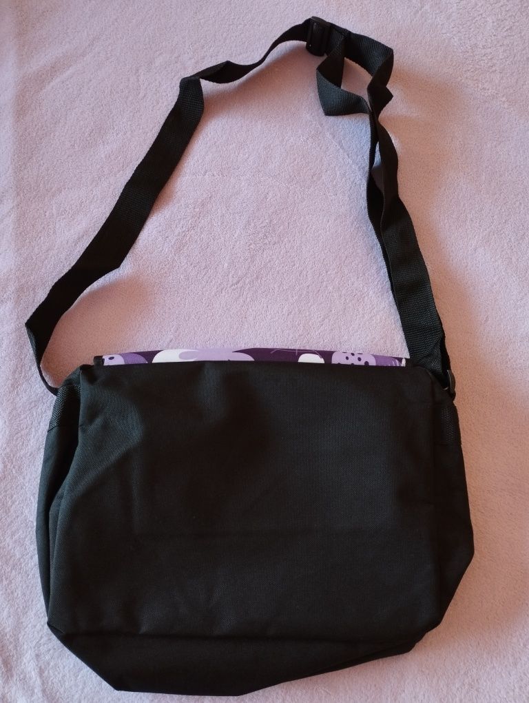 Czarno-fioletowa torba na jedno ramię na laptopa dokumenty wycieczkę